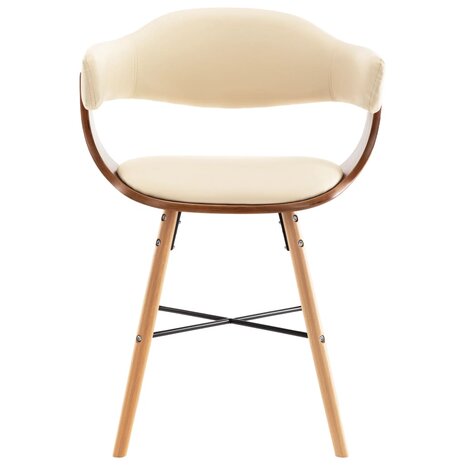 Eetkamerstoelen 2 st kunstleer en gebogen hout crème 4