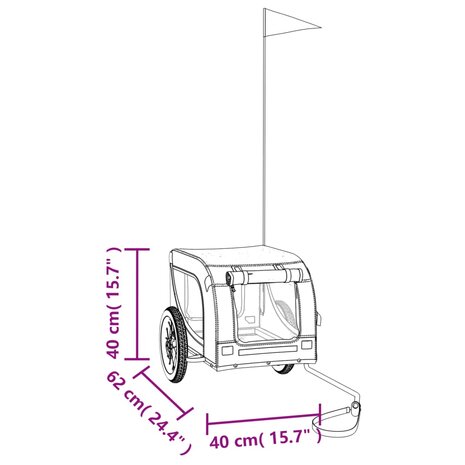 Hondenfietstrailer oxford stof en ijzer groen en zwart 11