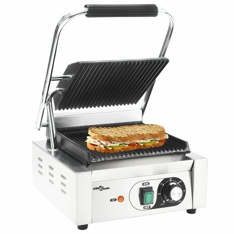 Panini grill gegroefd 1800 W 31x30,5x20 cm roestvrij staal 1