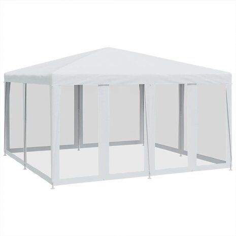 Partytent met 8 mesh zijwanden 4x4 m HDPE wit 2