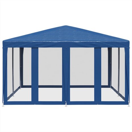 Partytent met 8 mesh zijwanden 4x4 m HDPE blauw 3