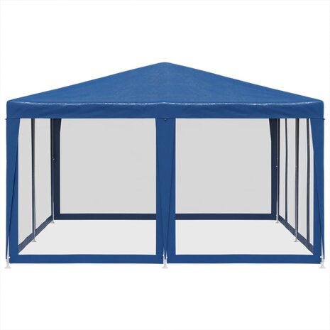 Partytent met 8 mesh zijwanden 4x4 m HDPE blauw 4