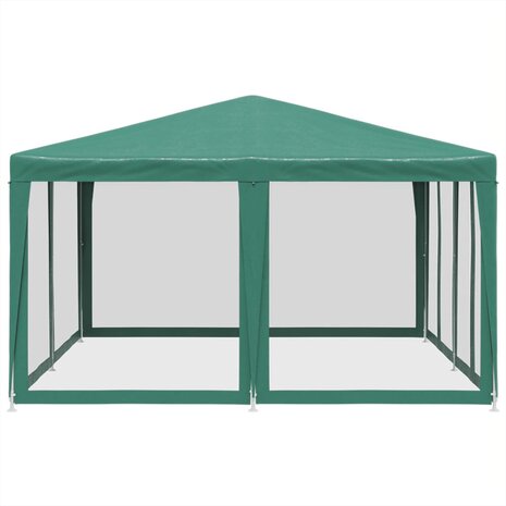 Partytent met 8 mesh zijwanden 4x4 m HDPE groen 4