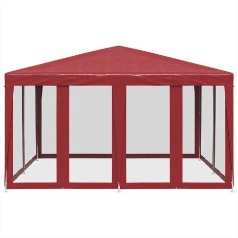 Partytent met 8 mesh zijwanden 4x4 m HDPE rood 3