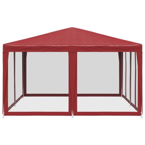 Partytent met 8 mesh zijwanden 4x4 m HDPE rood 4