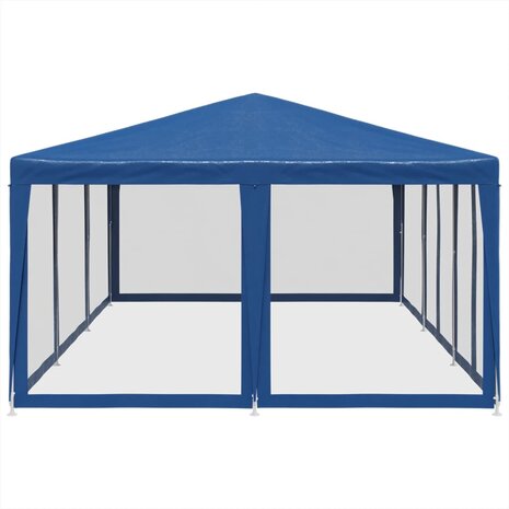 Partytent met 10 mesh zijwanden 6x4 m HDPE blauw 4