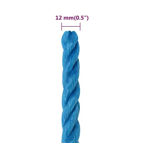 Werktouw 12 mm 50 m polypropeen blauw 6