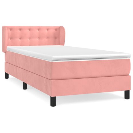 Boxspring met matras fluweel roze 80x200 cm 2