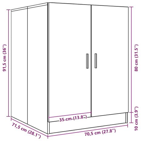 Wasmachinekast 70,5x71,5x91,5 cm betongrijs 10