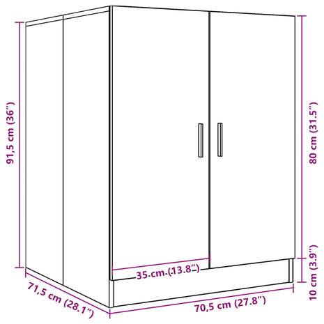 Wasmachinekast 70,5x71,5x91,5 cm oud houtkleurig 10