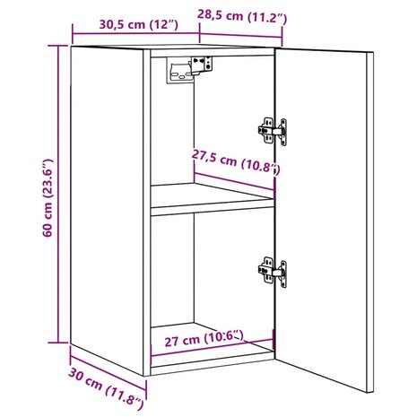 Tv-meubelen 2 st 30,5x30x60 cm bewerkt hout artisanaal eiken 11