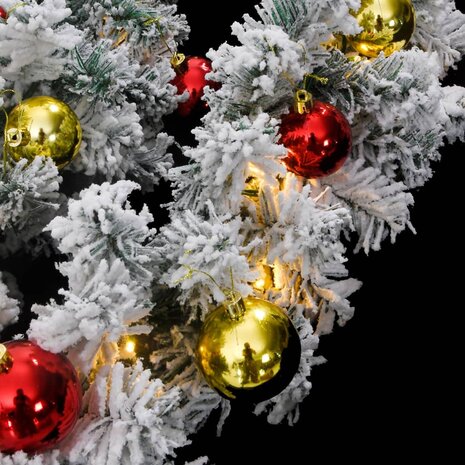 Kerstslinger met kerstballen en LED-verlichting 20 m PVC groen 6