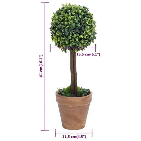 Kunstplanten met pot 2 st buxus bolvorming 41 cm groen 6