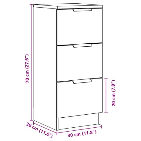 Dressoir 30x30x70 cm bewerkt hout artisanaal eikenkleur 11