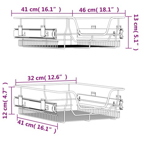 Draadmanden uittrekbaar 2 st 45 cm zilverkleurig 9