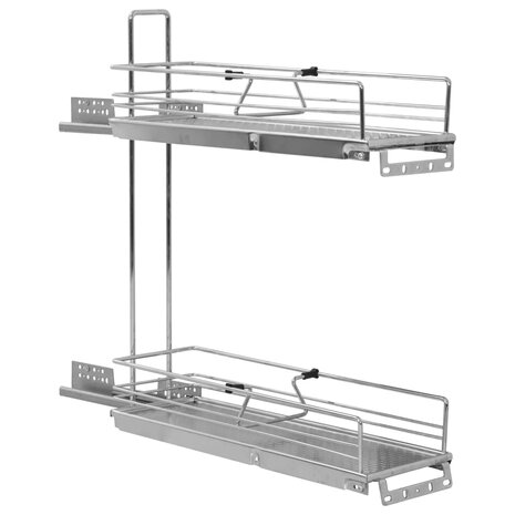 Draadmand keuken uittrekbaar 2-laags 47x15x54,5cm zilverkleurig 8