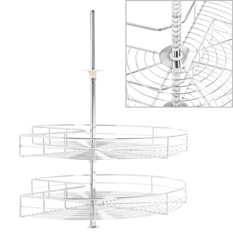 Draadmand keuken 2-laags 270 graden 71x71x80 cm zilverkleurig 2