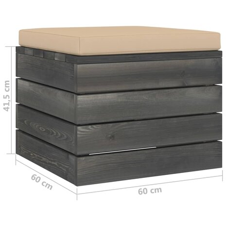 Tuinhocker met kussen pallet grenenhout 6