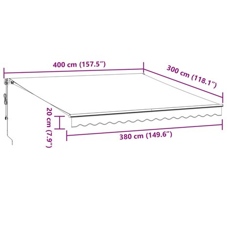 Luifel automatisch uittrekbaar 400x300 cm antracietkleur en wit 11