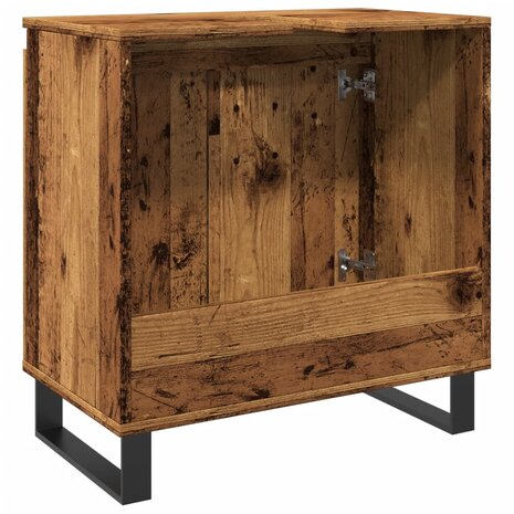 Badkamerkast 58x33x60 cm bewerkt hout oud houtkleurig 6