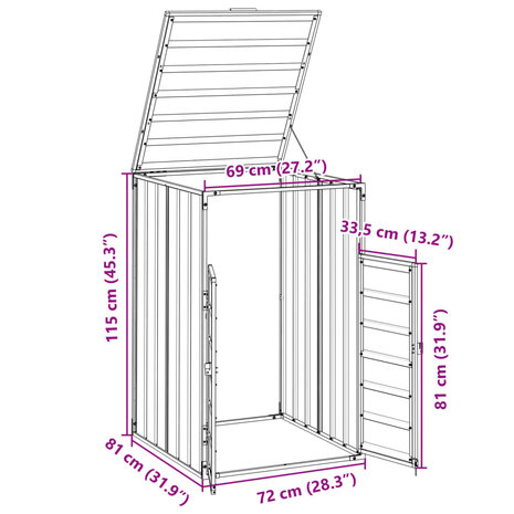 Containerberging voor 1 container 72x81x115 cm staal antraciet 12