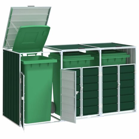 Containerberging voor 3 containers 216x81x115 cm staal groen 1