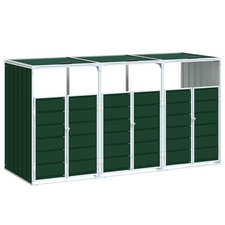 Containerberging voor 3 containers 216x81x115 cm staal groen 2