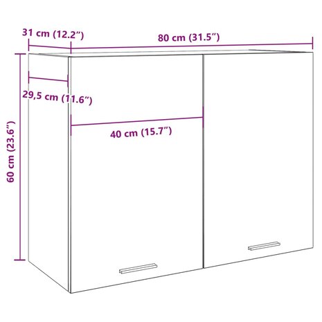 Hangkast 80x31x60 cm bewerkt hout betongrijs 10