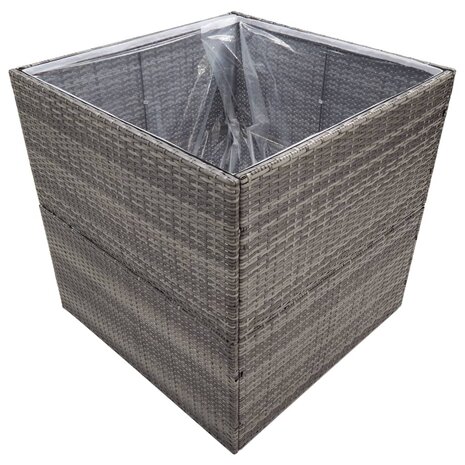 Plantenbak 80x80x80 cm poly rattan grijs 3