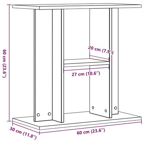 Aquariumstandaard 60x30x60cm bewerkt hout artisanaal eikenkleur 9