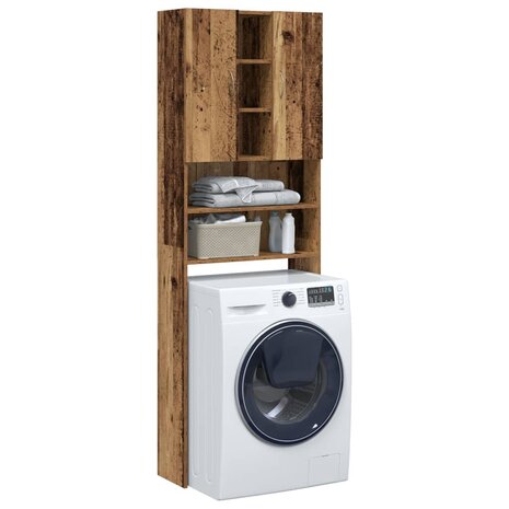 Wasmachinekast 64x25,5x190 cm oud houtkleurig 1