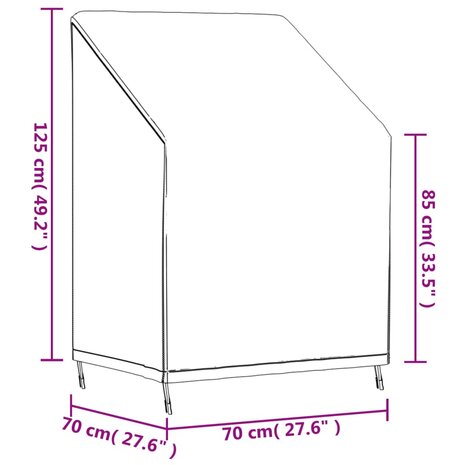 Tuinstoelhoes 70x70x85/125 cm 420D oxford zwart 12