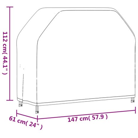 Barbecuehoes 147x61x112 cm 420D oxford zwart 12