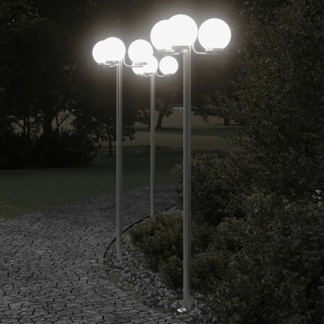 Vloerlamp voor buiten 3 st 215 cm roestvrij staal zilverkleurig 1