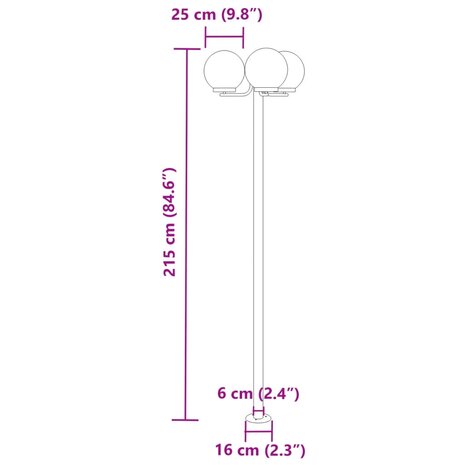 Vloerlamp voor buiten 3 st 215 cm roestvrij staal zilverkleurig 7