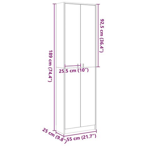 Gangkast 55x25x189 cm spaanplaat sonoma eikenkleurig 10