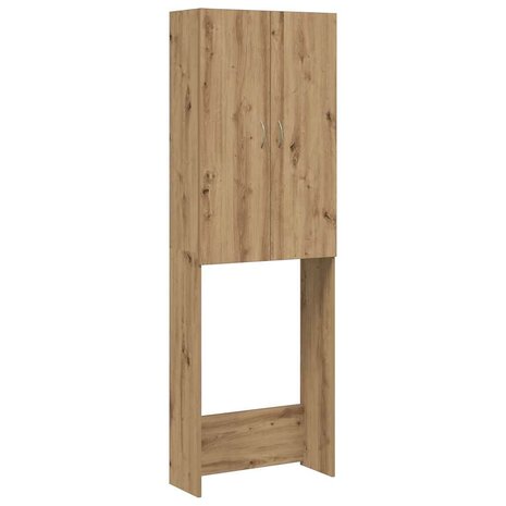 Wasmachinekast 64x25,5x190 cm artisanaal eikenkleur 2