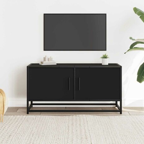 Tv-meubel 80x34,5x40 cm bewerkt hout en metaal zwart 3