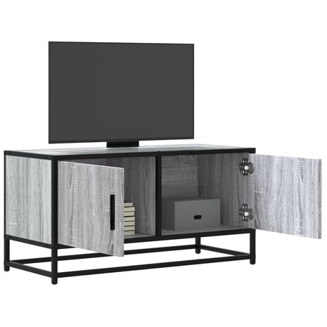 Tv-meubel 80x34,5x40 cm bewerkt hout metaal grijs sonoma eiken 1