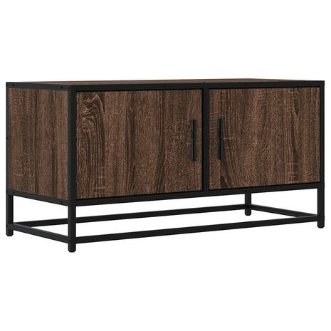 Tv-meubel 80x34,5x40 cm bewerkt hout metaal bruin eikenkleur 2