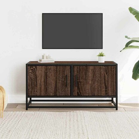 Tv-meubel 80x34,5x40 cm bewerkt hout metaal bruin eikenkleur 3