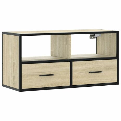 Tv-meubel 80x31x39,5 cm bewerkt hout metaal sonoma eikenkleurig 2