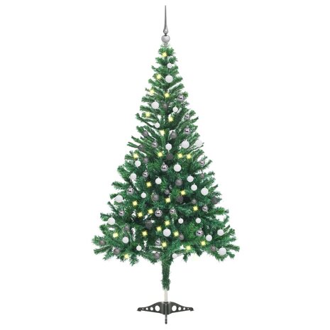 Kunstkerstboom met verlichting en kerstballen 230 takken 120 cm 1