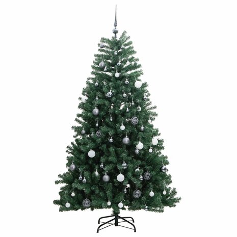 Kunstkerstboom met scharnieren 300 LED&apos;s en kerstballen 210 cm 4