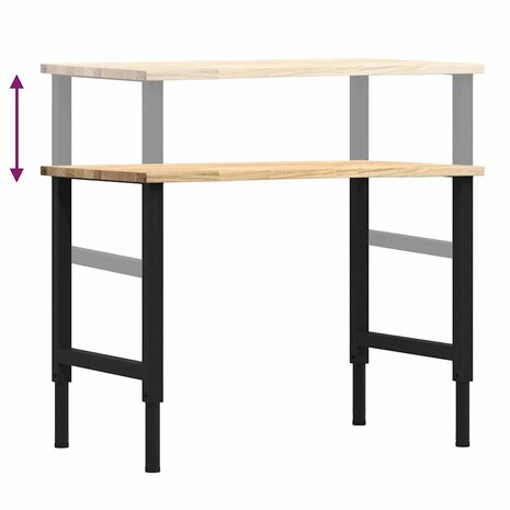 Werkbank 100x60x(71,5-98) cm massief eikenhout 9