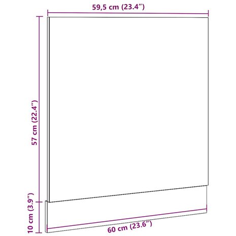 Vaatwasserpaneel 60x1,5x67 cm bewerkt hout betongrijs 8