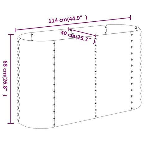 Plantenbak 114x40x68 cm gepoedercoat staal grijs 6