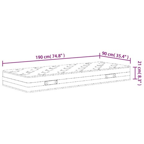 Binnenveringmatras middelhard 90x190 cm Single Size 9