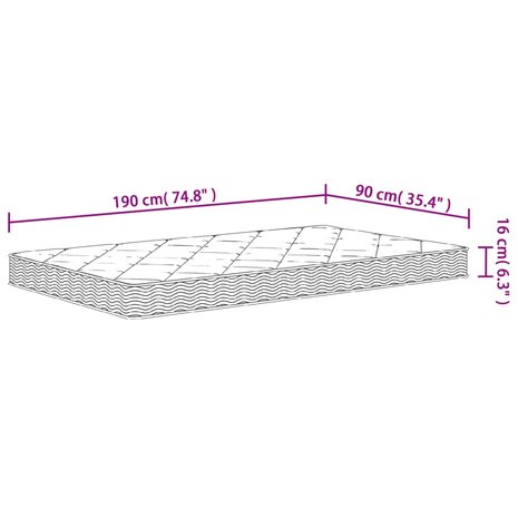 Schuimmatras middelzacht 90x190 cm Single Size 9