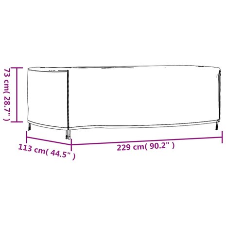 Tuinmeubelhoes waterdicht 420D 229x113x73 cm zwart 12